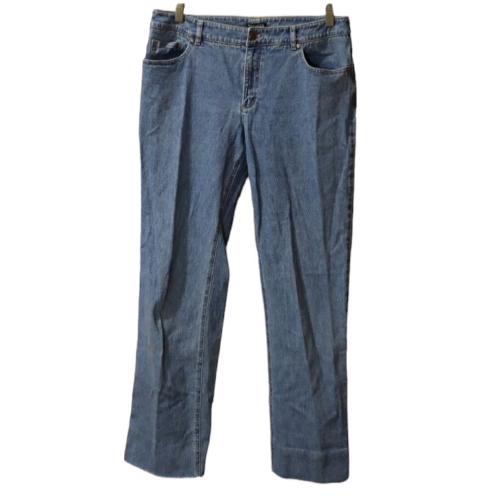 Tahari Classic Blue Denim Jeans 10 Hemmed Inseam Stretchy Cotton Blend